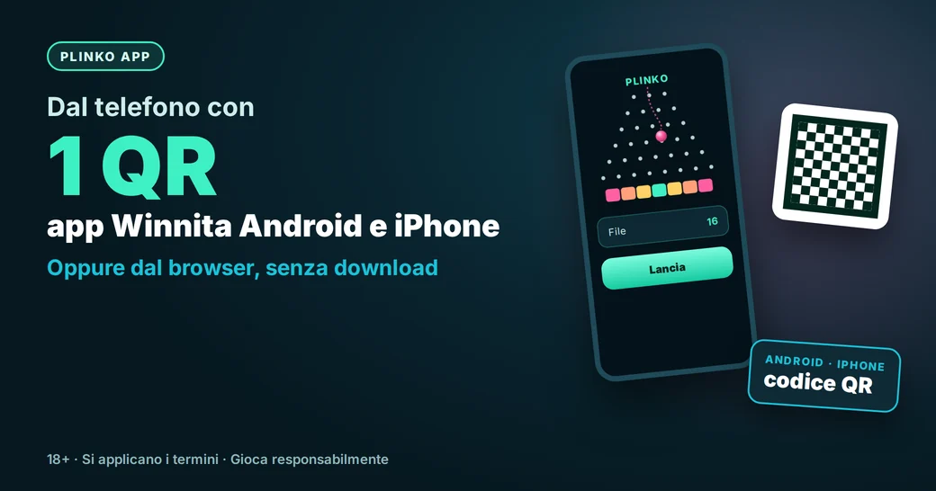 Plinko dal telefono: app Winnita per Android e iPhone con codice QR o browser