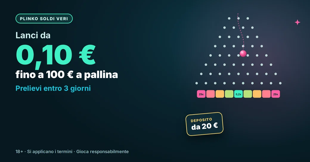 Plinko con soldi veri: lanci da 0,10 € fino a 100 €, prelievi entro 3 giorni